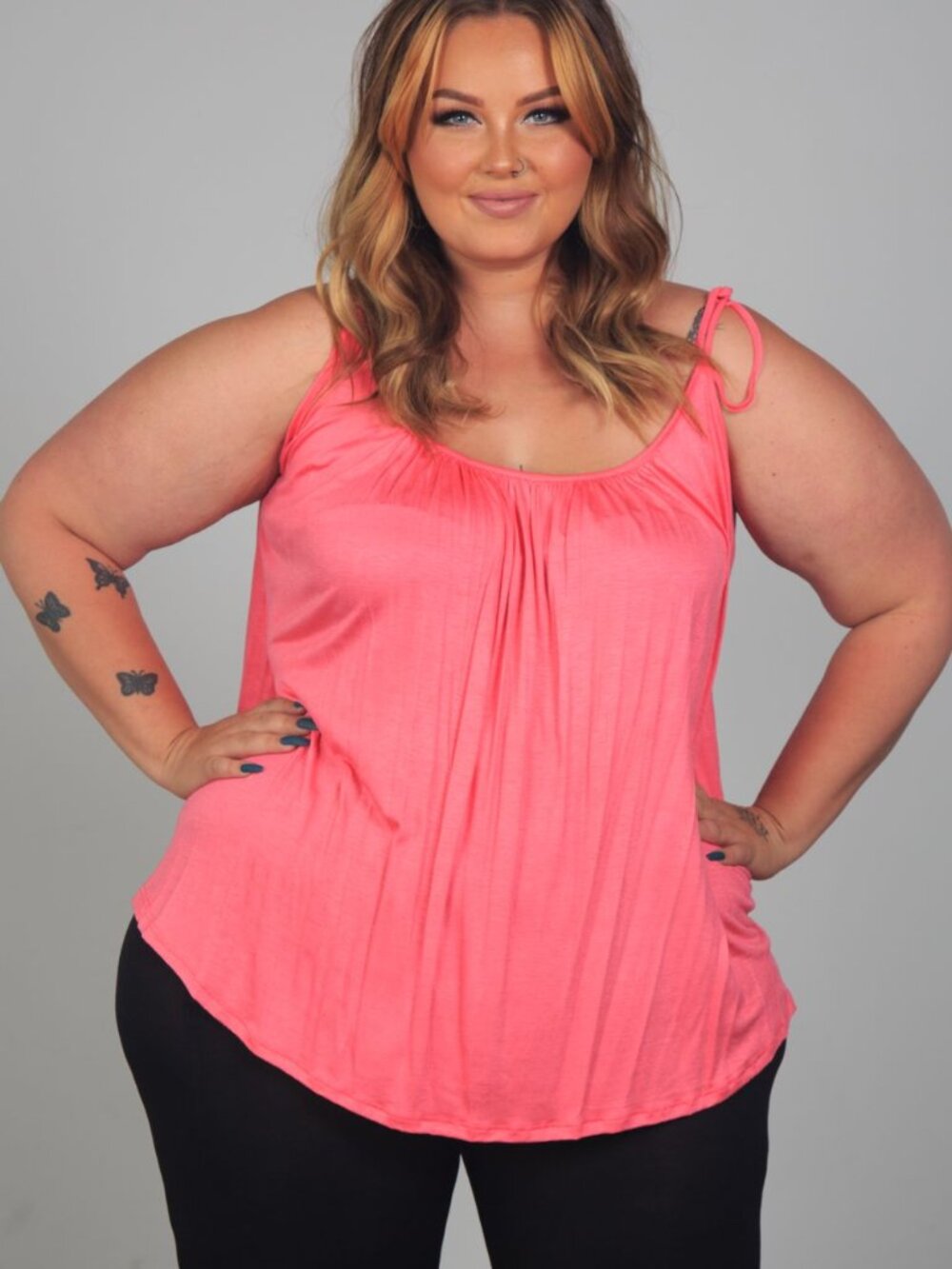 Plus size coral camisole tunic 3X